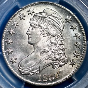 1830 O-106 R-3 PCGS AU 58 Small 0 Capped Bust Half Dollar 50c - Picture 1 of 3
