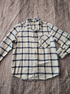 Zara Boys Collection Long Sleeve Button Front Cotton Blue Tan Grid Print  Sz 9 - Image 1 of 4