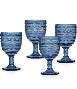 Juego de 2 copas de vino Godinger Lumina azul con cuentas vidrio de cristal Hobnail - Imagen 1 de 8