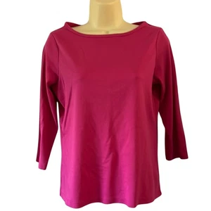 L.L. Bean Bright Pink Supima Cotton Knit Top Woman Size Small Pullover  - Picture 1 of 7