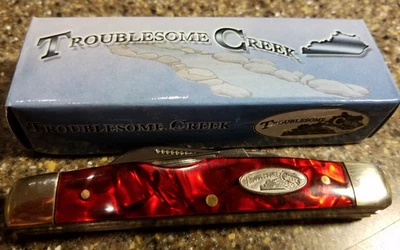 Troublesome Creek 7034CERD, 3-1/2", Congress Red Swirl Celluloid, 4-Blds, NEW