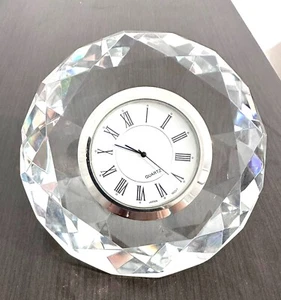 Reloj de Mesa Cristal Forma Diamante Elegante Vidrio Independiente Decoración Hogar Oficina - Imagen 1 de 7