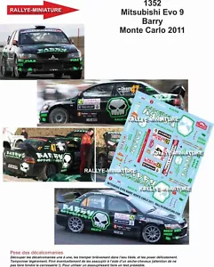 DECALS 1/24 REF 1352 MITSUBISHI LANCER BARRY RALLYE MONTE CARLO 2011 RALLY - Foto 1 di 1