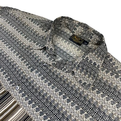 Monzini Men's 100% Polyester L/S Button Shirt Baroque Geometric • USA • 2XL - Image 1 of 4