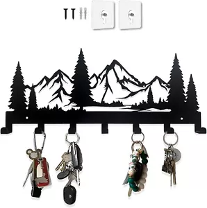 Key Holder for Wall, Decorative Farmhouse Rustic Wall Mount Key Organizer Rack - Picture 1 of 7