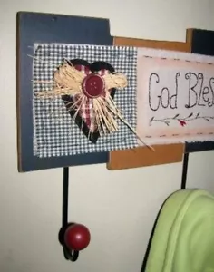 God Bless Our Home Coat Hook Rack Hanger Button Accents - Picture 1 of 2