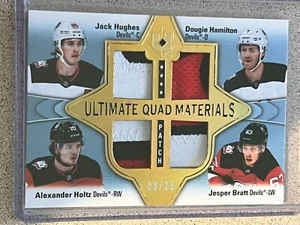 Hughes/Bratt/Holtz/Hamilton Ultimate Quad Materials /25 Devils 2023 UD Ultimate - Picture 1 of 2