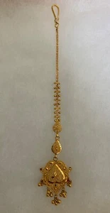22K Solid Saudi Yellow Gold Forehead Jewelry Tikli HALLMARK KDM22- 5.62” 7.5 gms - Picture 1 of 11