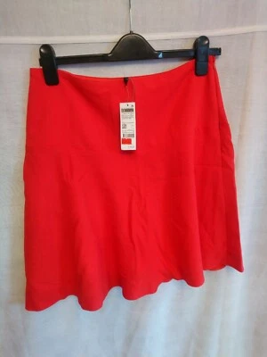 Ladies BNWT Benetton Orange/Red side zip lined Skirt Size 12 RRP £35 49cm length - Image 1 of 4