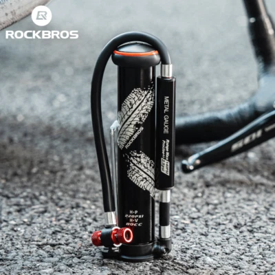 ROCKBROS Bike Pump AV/FV 220PSI High Pressure Guage Bicycle Portable Inflator - Image 1 of 4