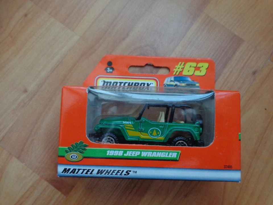 VINTAGE MATCHBOX #63 1998 JEEP WRANGLER DIECAST MODEL BOXED - Image 1 of 1