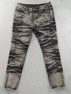 Mars Denim Jeans Mens Size 34x32 Grey Moto Laddered Whiskers Slim Straight Rake - Picture 1 of 13