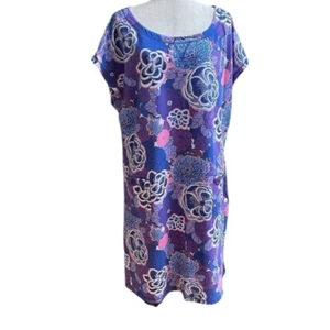 Talbots 3X 22-24W Paisley Floral Shift Dress Pockets Cotton Blend Boho Summer - Picture 1 of 9