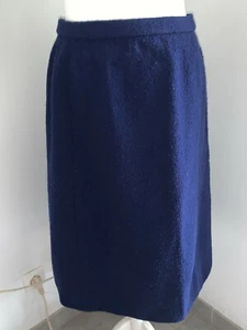 Jupe vintage en bouclette bleu marine marque Tricosa - Picture 1 of 4