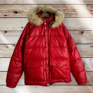 A BATHING APE Leather Down Jacket Size M used 2502SY - Picture 1 of 10