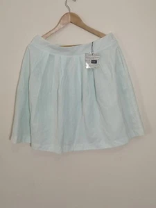 Cue Womens Skirt Short Size 14 Pleated Light Blue Linen Blend - Picture 1 of 6
