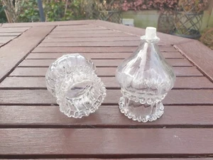 PAAR RUNDE BAUCHIGE KRISTALL RÜSCHEN GLAS FLÖTE / HORN / TROMPETENVASE FÜR EPERGNE - Bild 1 von 4