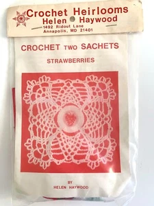 Crochet Heirloom Helen Haywood Sachet Kit Makes 2 Embroidered Strawberry Center - Picture 1 of 2