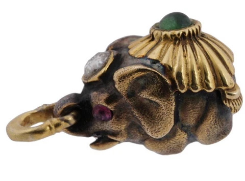 Magnificent Russian 88 Silver Semi-Precious Stones Elephant Pendant Signed Cover