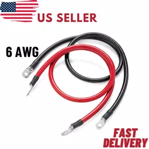 6 AWG Cavo Inverter Batteria AWG Cavi 1FT-2FT per Solare, Auto, CAMPER & Marino US - Foto 1 di 5