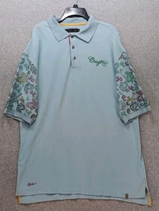 COOGI Short Sleeve Polo Shirt Men's Size 3XL Blue With Paisley Print On Sleeves - Picture 1 of 13