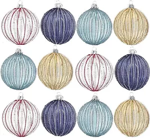 12 Weihnachtskugeln Kugeln Christbaumkugeln Set Christbaumschmuck Glas - Bild 1 von 7