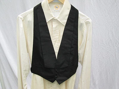 Mens Black Small Vintage Formal Tuxedo Vest Waistcoat Fits Up to 32" Waist  - Image 1 of 4