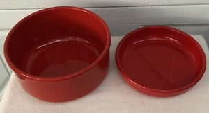 2ct Waechtersbach Spain Stoneware Red 9” Serving Dish & Salad Soup Bowl - Picture 1 of 5