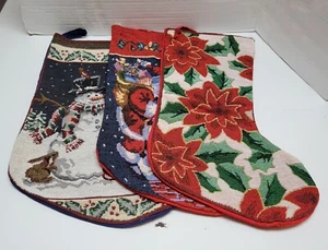 3er Set Gobelin Weihnachtsstrümpfe Santa's Pro Creation Santa Snoman Poinsett - Bild 1 von 12