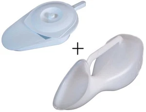 Bettpfanne Stechbecken mit Deckel + Urinflasche für Frauen 600 ml, Kunststoff - Bild 1 von 6