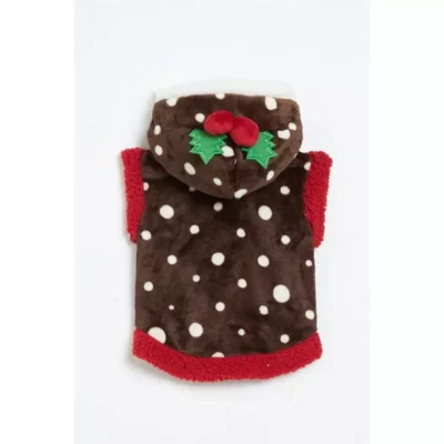 Small Dog Christmas Jumper Hoodie Puppy Xmas Pudding Fleece Outfit Pet Sweater - Image 1 of 2