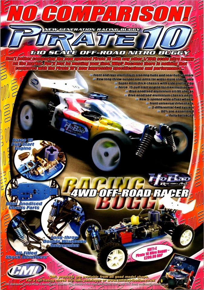 HoBao Pirate 10 RC Buggy 1/10 4wd Off-Road Print Ad Wall Art Decor - Image 1 of 1