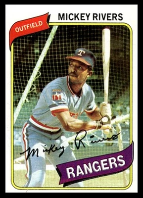 1980 Topps Mickey Rivers #485 Texas Rangers MLB Baseball Base Set - Image 1 of 2
