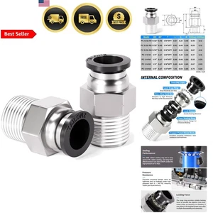 Push to Connect Fittings 1/4 Inch Tube OD NPT Thread Copper Plastic Pack of 10 - Picture 1 of 11