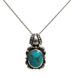 Ciondolo turchese in argento sterling su catena da 18" - Foto 1 di 5