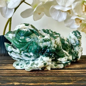 5.85LB Natural water grass agate hand carved spiritual ornament healing - Picture 1 of 13