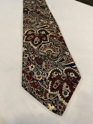 "Vestido Roundtree Yorke Para Hombres 100% Seda Corbata Rojo Tostado Cachemira Cabeza Estampado 56""x4""" Foto 1 de 4