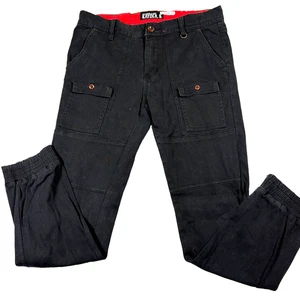Kayden K Jogginghose Herren 34 schwarz Cargo Streetwear Slim Fit Gummibündchen - Bild 1 von 8