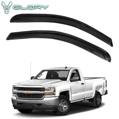 Fits 14-19 Chevy Silverado GMC Sierra Standard Cab Window Visors Acrylic 2Pc Set - Image 1 of 4