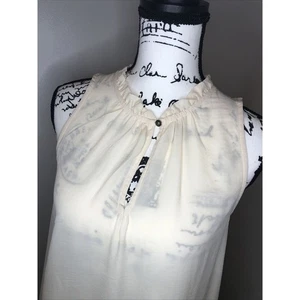 Blusa crema con volantes sin mangas ropa sombra de ojos nueva con etiquetas ~ fiesta en el jardín ~ talla mediana - Imagen 1 de 9