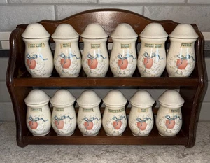 Rare Vintage Cottagecore country Geese Goose Apple spice rack 12 jars Cottage - Picture 1 of 24