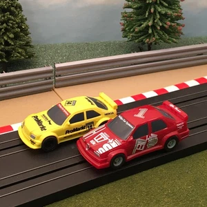 Micro Scalextric 1:64 Cars - Yellow Mercedes #14 & Red Alfa Romeo #1 - Picture 1 of 1