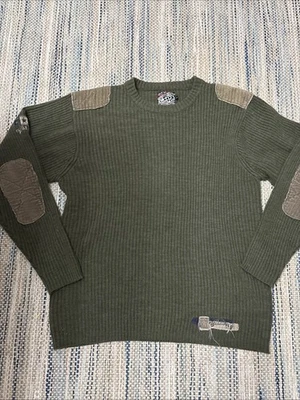 Vintage Y2K Billabong Olive Green Wool Blend  Knit Pullover Elbow Patches Large - Image 1 of 4