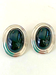 Pendientes Napier Vintage Clip On Tornillo Grandes Negro Acrílico Ovalados Gruesos - Imagen 1 de 5