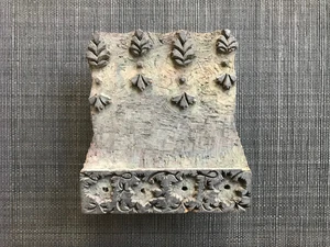 Antique Hand Carved Wood Fabric Printing Textile Block India (#8) Floral Border - Picture 1 of 4