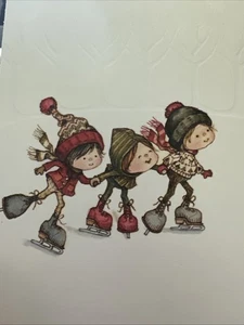 De colección Tarjeta de Navidad Mcm Niños Patinaje sobre Hielo Muy Repujado Sello Tejido Sombreros - Imagen 1 de 7