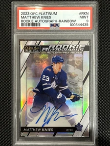 2023-24 O-Pee-Chee Platinum MATTHEW KNIES Rookie Auto RAINBOW SSP PSA 9 Leafs RC - Picture 1 of 2