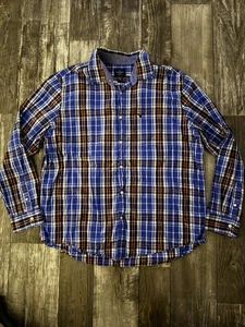 American Eagle Button Down Hemd Herren XXL kariert blau rot Classic Fit Langarm - Bild 1 von 12