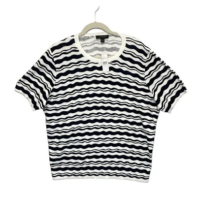 Camiseta Suéter Ann Taylor Wave Rayas Nueva con Etiquetas Para Mujer Talla 2X Azul Marino Blanco Algodón Informal Foto 1 de 4
