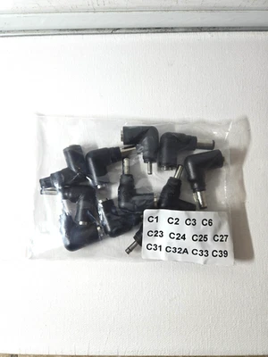 90° DC Power Adapter Tips C1 C2 C3 C6 C23 C24 C25 C27 C31 C32A C33 C39 Male to F - Image 1 of 2